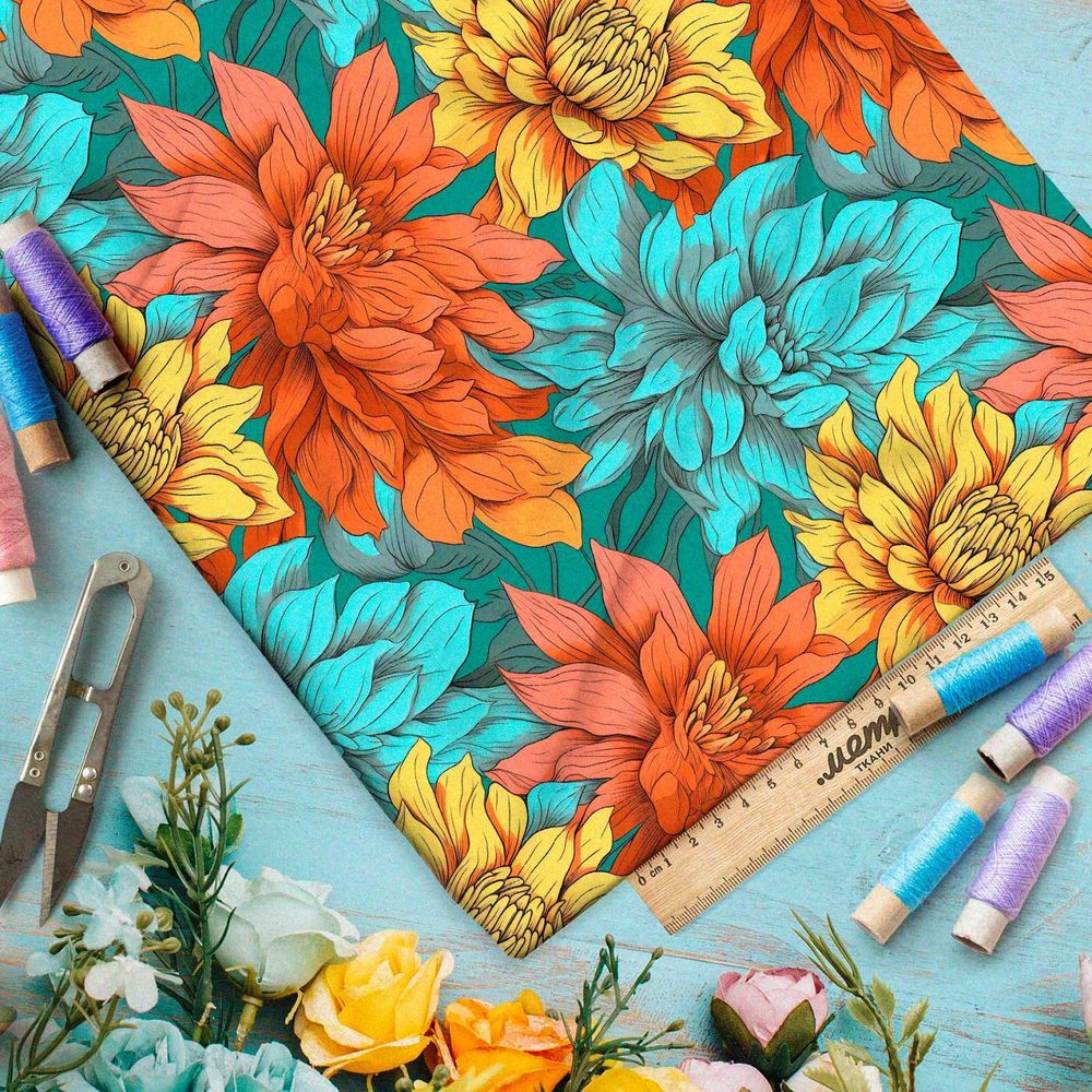 Ткань премиум интерлок тайный сад