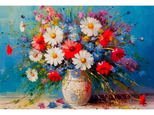 Алмазная мозаика "Летний букет", 30*40 см, 30 цв., полн. заполн, Рыжий кот