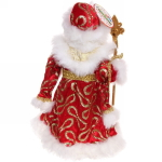 Дед Мороз музыкальный 40 см в красно-золотой шубе с посохом