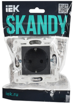 SKANDY Розетка с заземлением с защитными шторками 16А безвинтовое крепление SK-R06G графит IEK