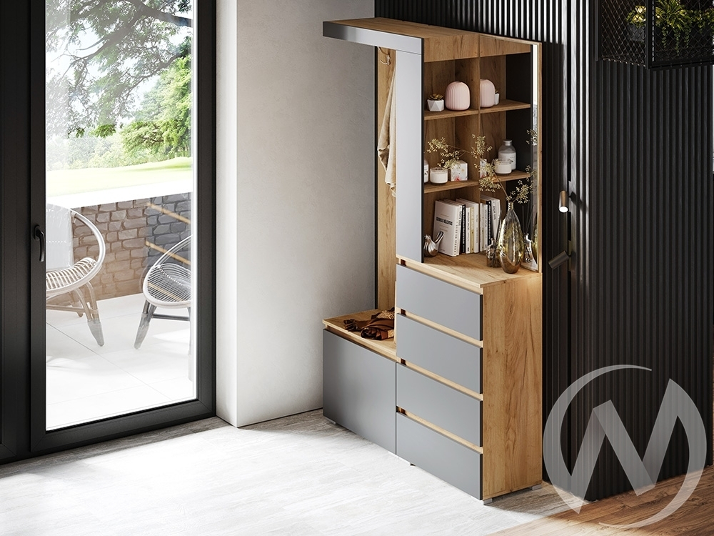 Прихожая "Хелен" (дуб крафт золото/серый графит) Комплектация 1