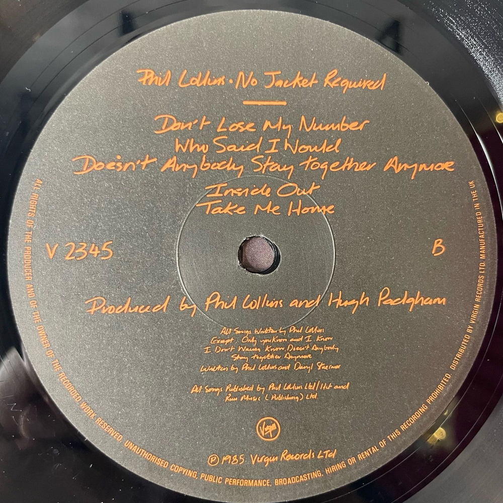 Винтажная виниловая пластинка LP Phil Collins No Jacket Required (UK 1985) Only You Know And I Know