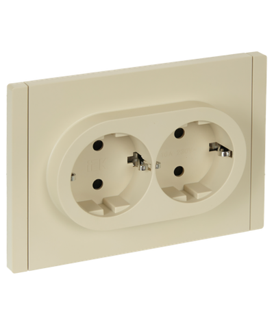 FORTE&PIANO Розетка 2-местная с заземлением с защитными шторками безвинтовое крепление 16А FP423 ваниль IEK