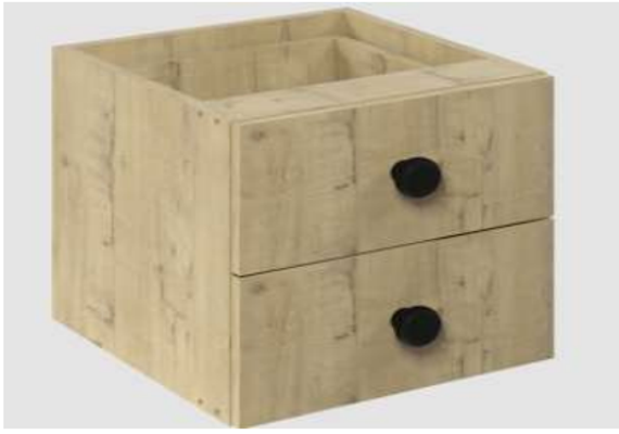 ЛОФТ-15 Вставка для стеллажа с двумя ящиками 378х392х378