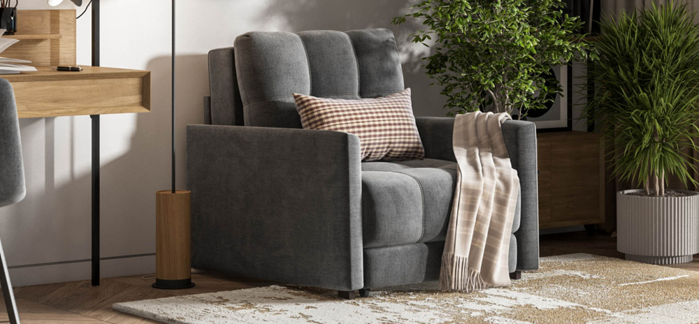 Босс Лофт кресло-кровать Велюр Монолит серый