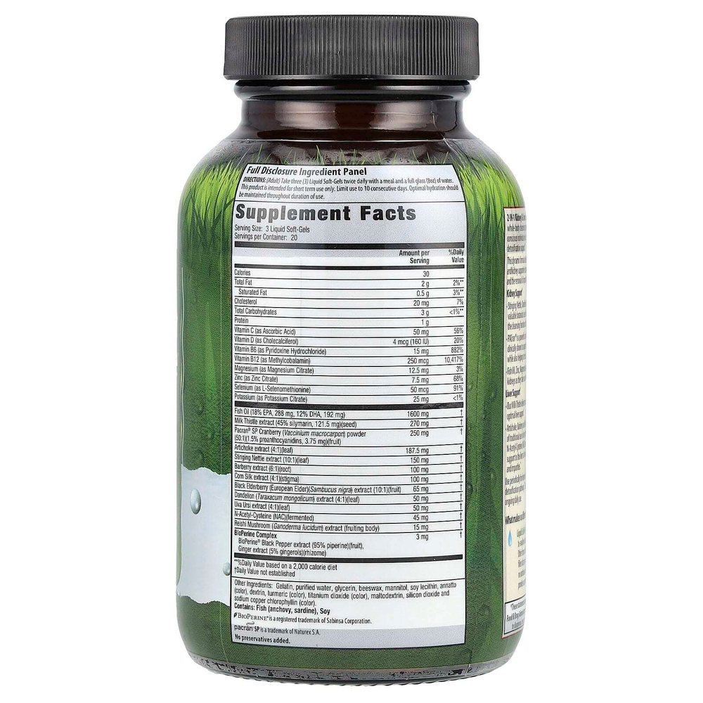 Irwin Naturals, 2 in 1 Kidney & Liver Super Cleanse, 60 желатиновых капсул