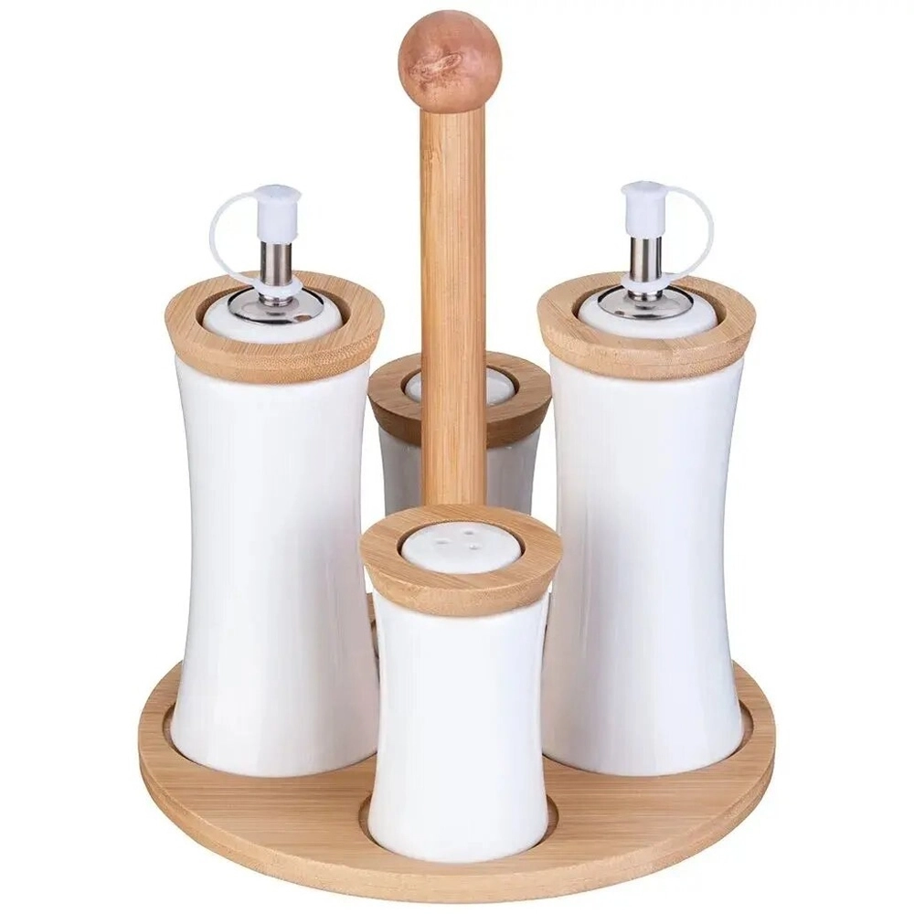 Набор для специй lefard native 4 пр. на дерев. подставке