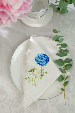 Скатерть 160х225 и 8 салфеток Vallesusa Excelsior Soffione 15740 Giallo бело-желтые