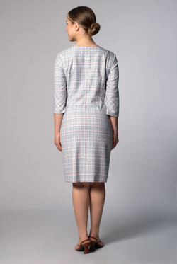 Платье женское 1390Аг, клетка белая #406БКл051390Аг