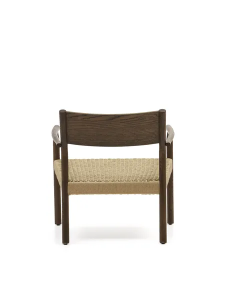 Кресло Yalia из массива дуба с отделкой из ореха и сиденьем из 100% веревки