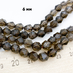 Дымчатый кварц крупной огранки, размер около 5,8-6 мм, цена за 15-16 шт (1/4 нити)