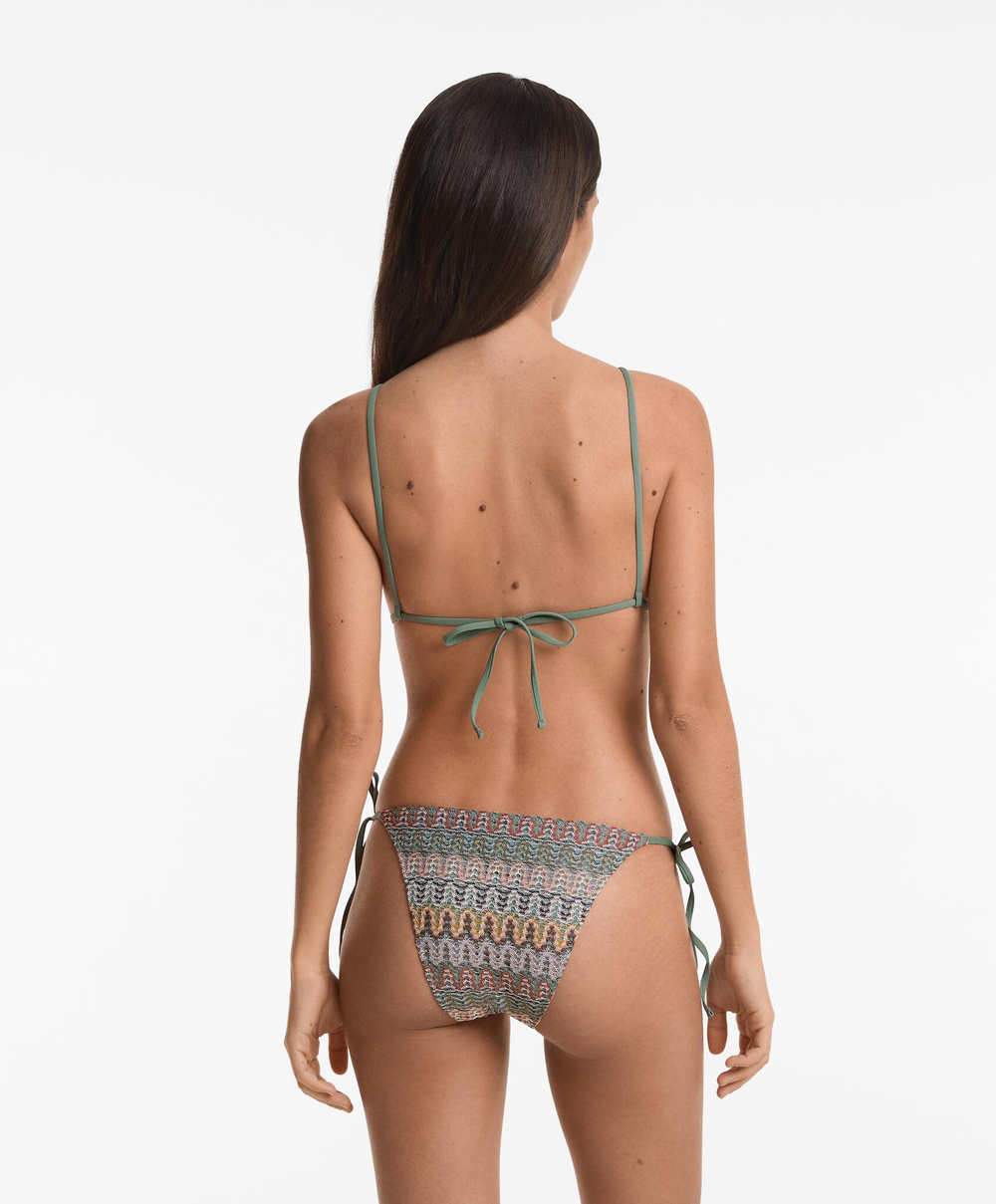 OYSHO Вязаный крючком треугольный топ бикини, аквамариновый
