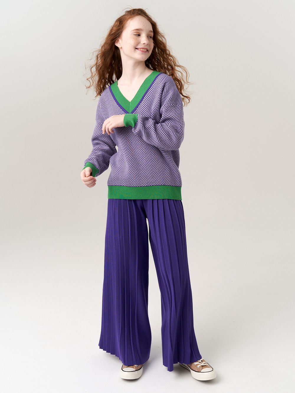 Джемпер для девочки AT954 сиренево-зеленый