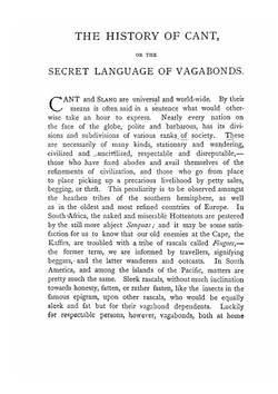 The slang dictionary. etymological, historical and anecdotal | John Camden Hotten