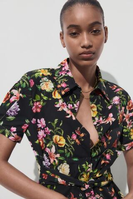 ZARA ТОП ИЗ ПОПЛИНА С ЦВЕТОЧНЫМ ПРИНТОМ, ЧЕРНЫЙ/ЗЕЛЕНЫЙ