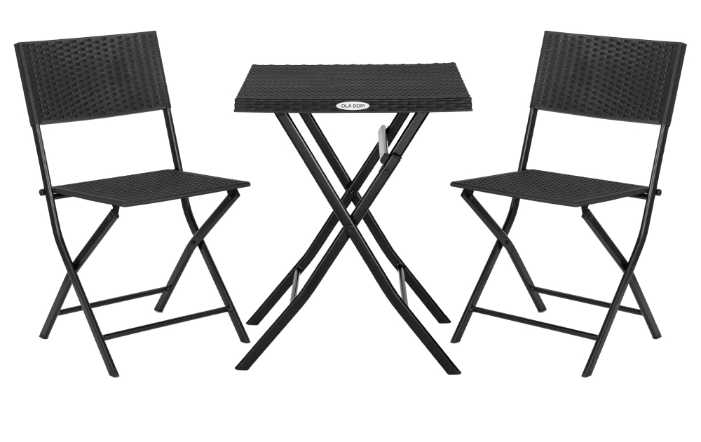 Набор мебели Элластик-Пласт Ola Dom складной (2стула+стол) (антрацит)