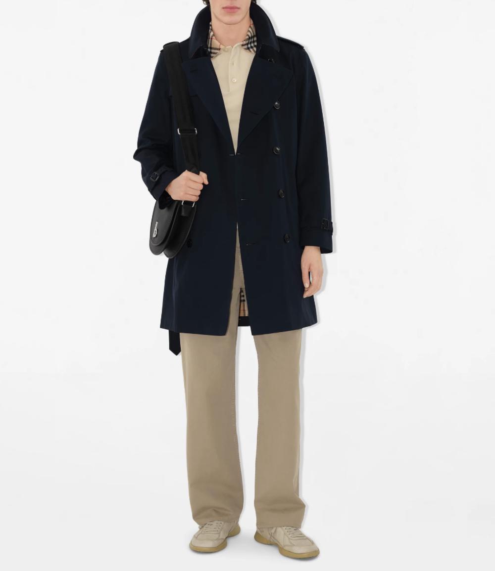 Оригинальный тренч Burberry Kensington средней длины,бежевый — сделано в Англии