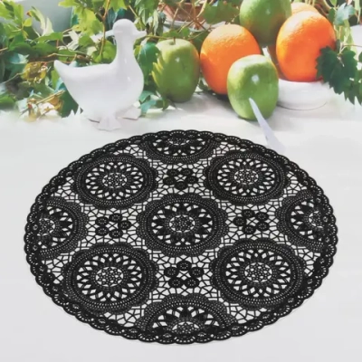 Салфетка на стол 38см «Кружево» черная