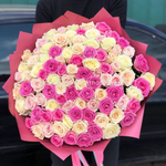 101 роза микс розовый и кремовый 7