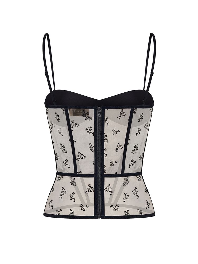 Топ бюстье корсетного типа из сетки с цветочным принтом