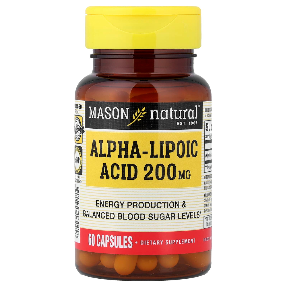 Mason Natural, альфа-липоевая кислота, 200 мг, 60 капсул