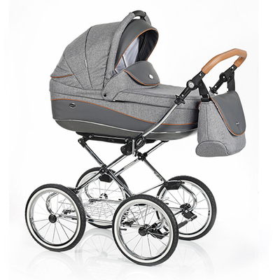 Детская коляска 3 в 1 Roan Emma E-56 (Серый/Темно-серая кожа)