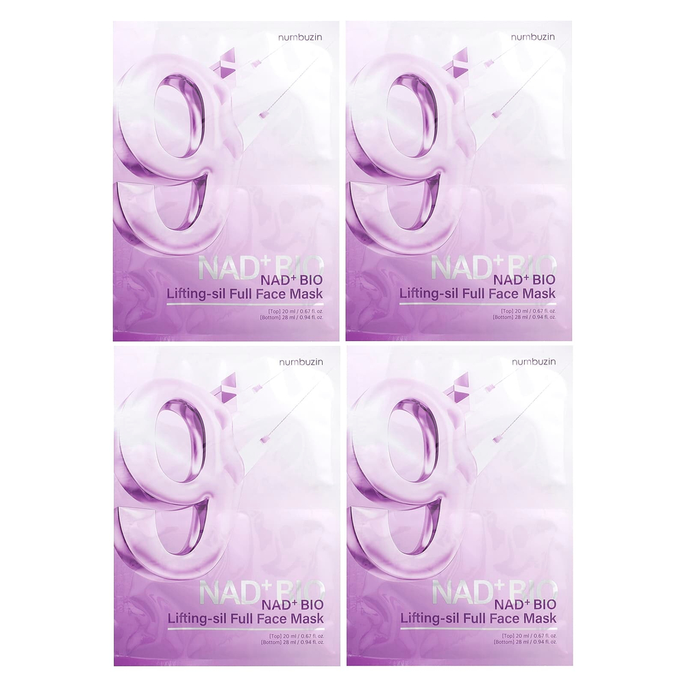 Numbuzin, Полнолицевая маска для лица NAD + Bio Lifting-sil, 4 шт.