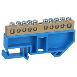 Шина ЭРА NO-222-52 N ноль на DIN-изоляторе ШНИ-8х12-10-Д-синий | Шины N, PE, PEN