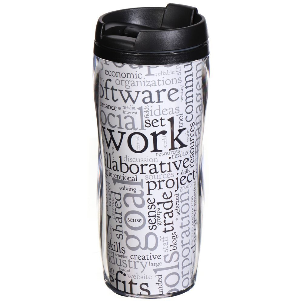 Термокружка пластик, 0.38 л, Daniks, Газета, YYCF001-18