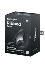 Черное виброяйцо Ribbed Petal с пультом ДУ (Цвет: черный)