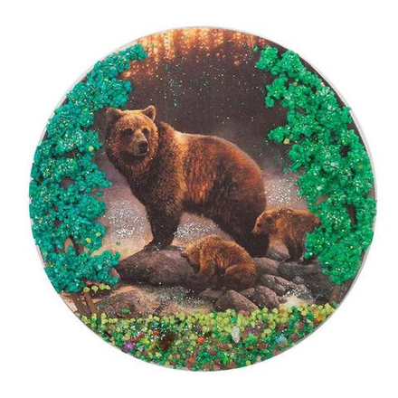 Магнит с рисунком "Медвежье семейство" змеевик 110х110 мм 95 гр. R117782