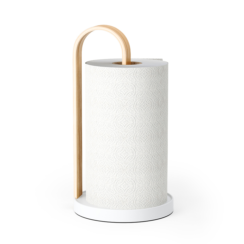 Держатель для бумажных полотенец bellwood, белый/натуральное дерево