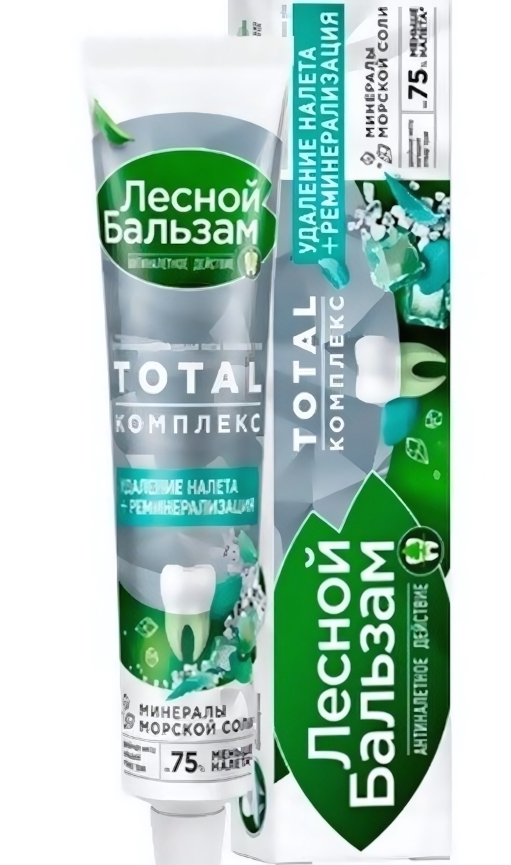 Зубная паста ЛЕСНОЙ БАЛЬЗАМ TOTAL Комплекс с морской солью, мятой и травами 75мл.
