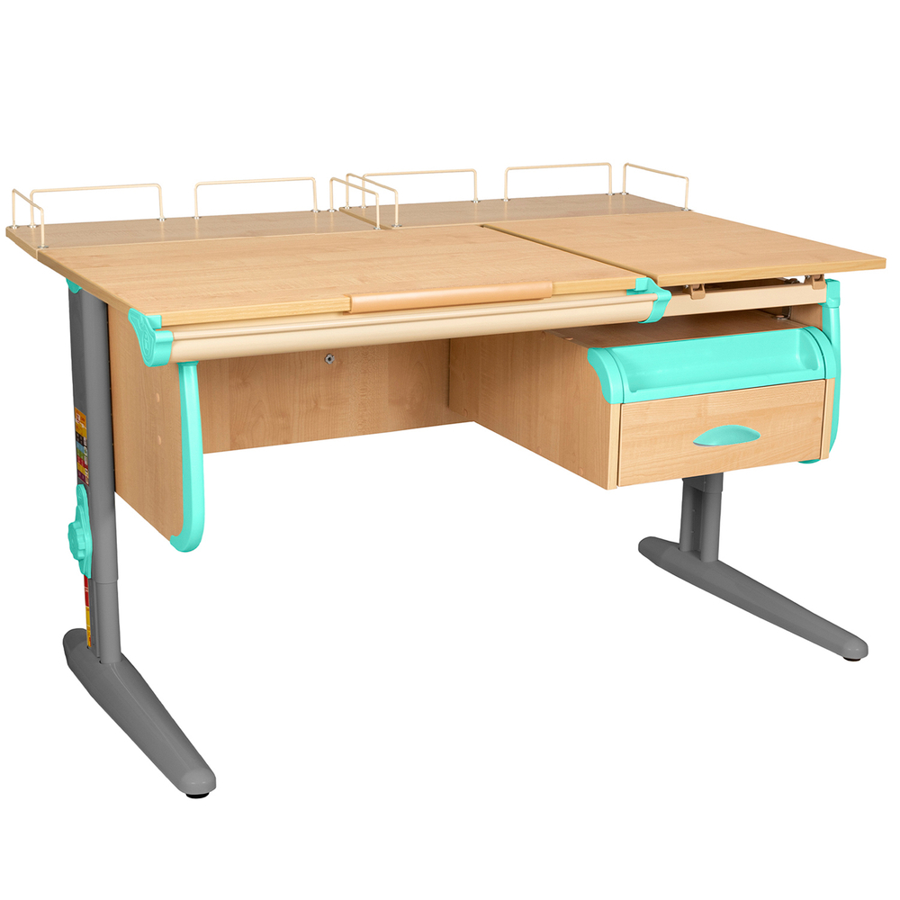 Растущая парта Дэми СУТ 25 с задними полками СУТ.15.210 и навесной тумбой (1200×880 мм)