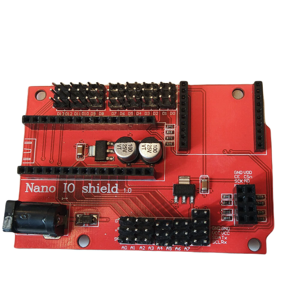 Плата Arduino NANO с шилдом под клеммы IO Shield (клеммы припаяны)
