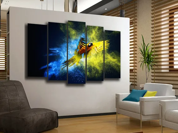 Модульная картина "Шикарный попугай"