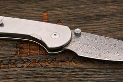 Нож складной CJRB Feldspar, клинок 89мм, дамаск нержавеющий, рукоять сталь