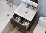Тумба с раковиной Aquaton Форм 60 антрацит с фасадом антрацит, Раковина Элина 60