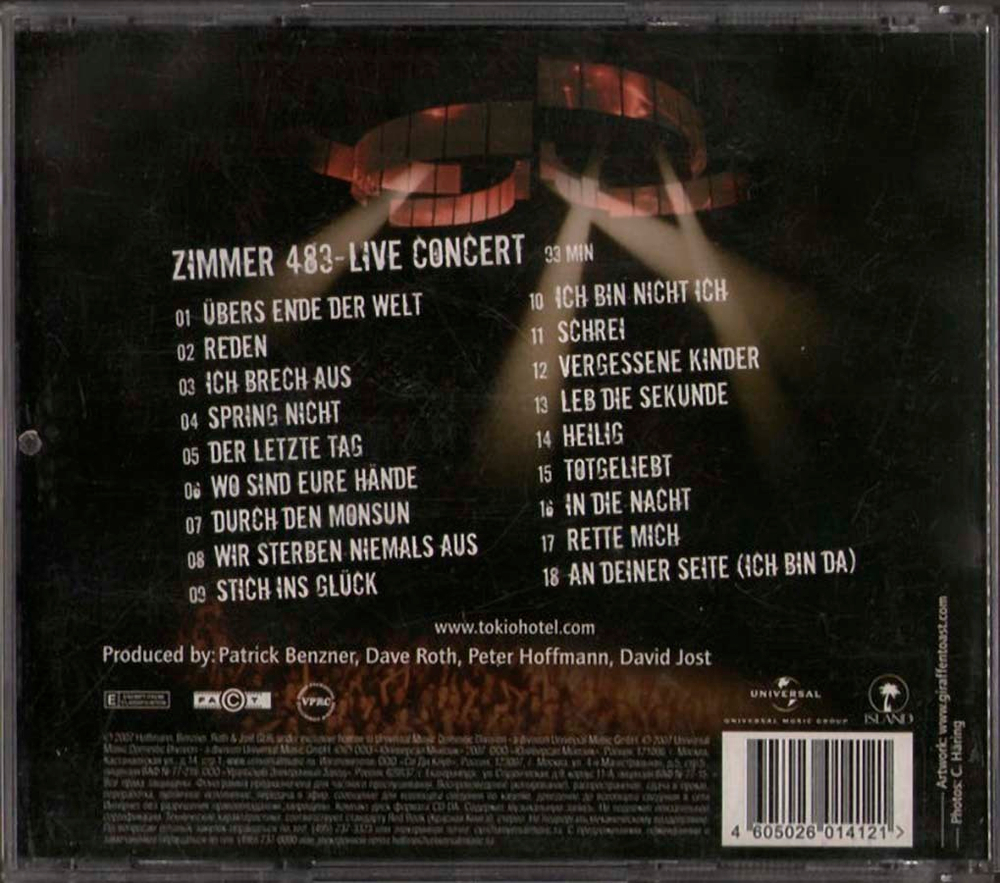Tokio Hotel / Zimmer 483 – Live In Europe (RU)(CD)