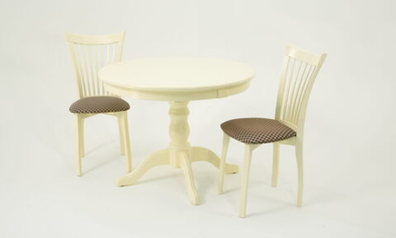 Обеденная группа Zip-mebel Брамос К 100 слоновая кость со стульями Миранда слоновая кость ромб коричневый