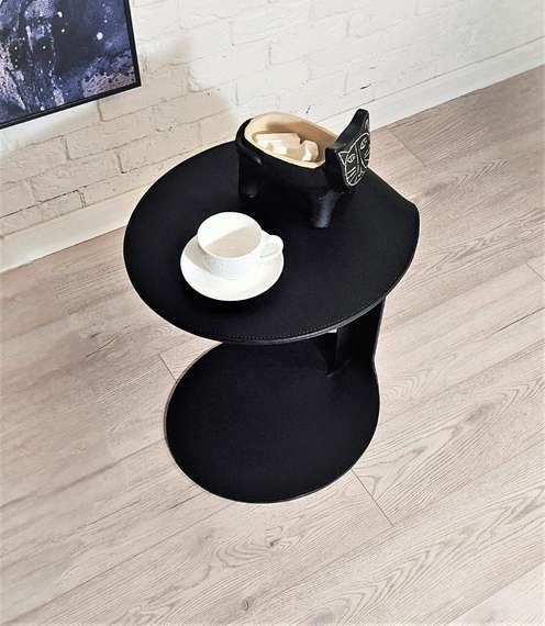 Стол журнальный Isla черный, сталь, экокожа