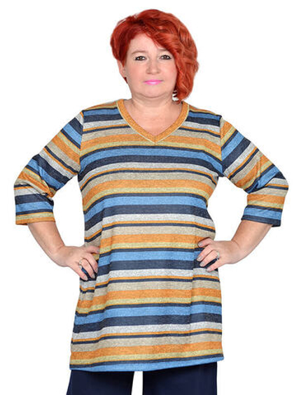 Туника с V-вырезом Полоски