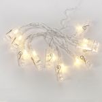 Гирлянда светодиодная Прищепки 10 LED, 1.5 м, прозрачный ПВХ, теплый белый цвет свечения, 2 х АА (ба