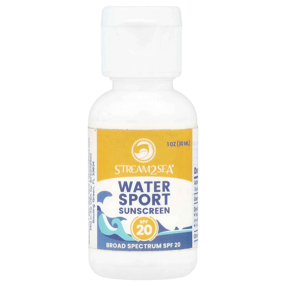 Stream2Sea, Солнцезащитное средство, спорт, SPF 20, 30 мл (1 жидк. унц.)