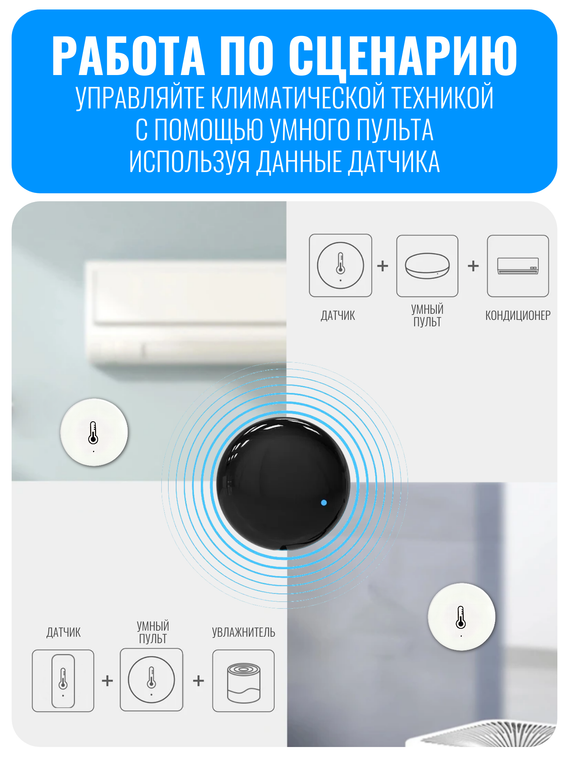 Умный ZigBee датчик температуры и влажности Smart Aura