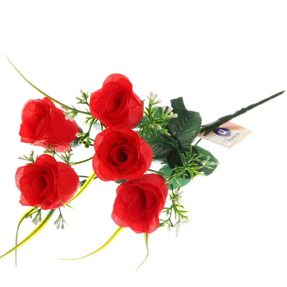 Цветы искусственные 30см «Розы» 5 цветков красные