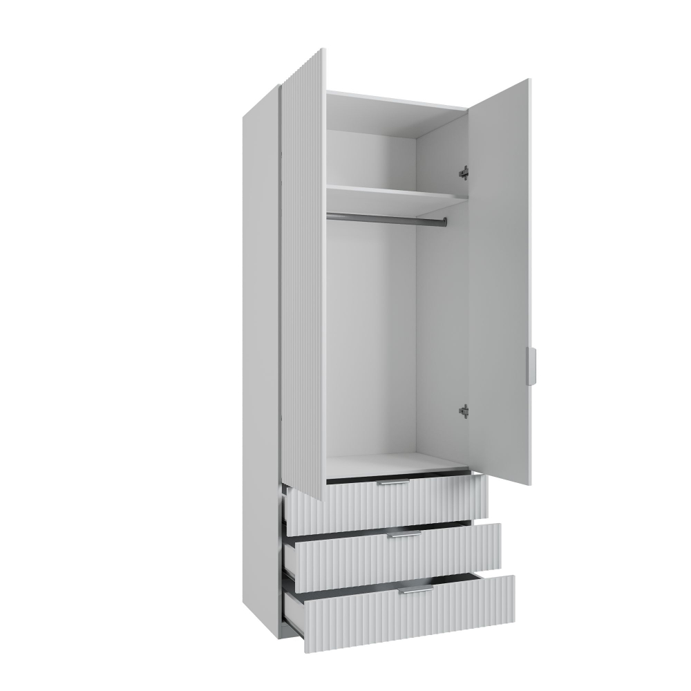 Шкаф для одежды 2 дверный, стеллаж Париж, белый