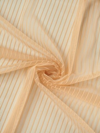 Сетка в полоску бежевая по Лауме малоэластичная метражом