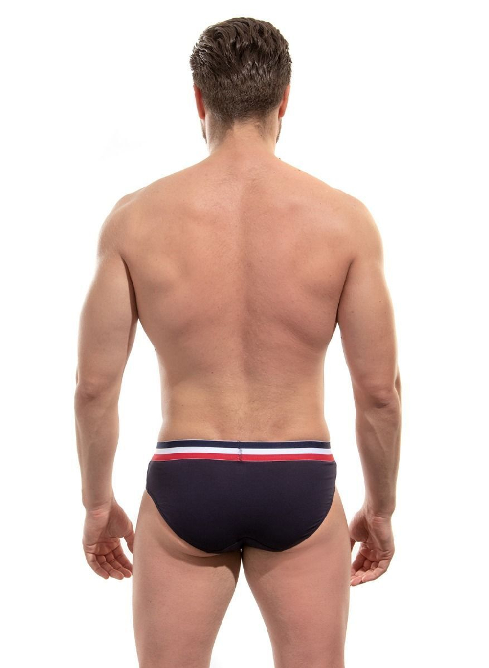 Мужские трусы-слипы с резинкой в полосочку (Размер: M) (Цвет: белый)