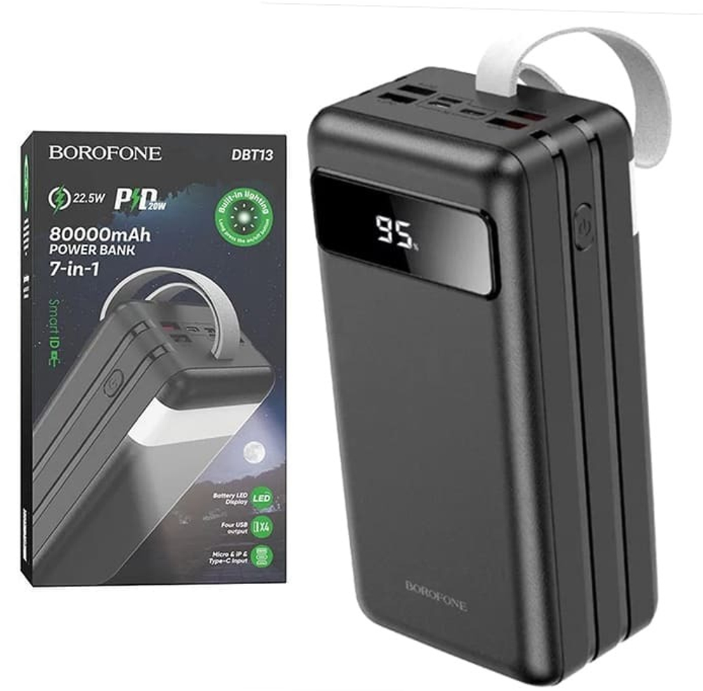 Портативный аккумулятор BOROFONE DBT13 80000 mAh PD 20W+QC3.0 (черный)